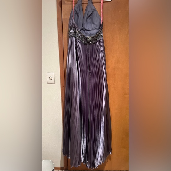 Formal silver halter gown with beading - Picture 2 of 5